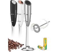 Handheld Milk Frother with Stand, Electric Steel Whisk 2x AA Batteries