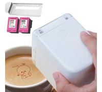 Handheld Mini Edible Printer - Portable Inkjet Food Printer with 2 Inks (Color/Coffee), Includes Auxiliary Ruler, Ideal for Bread, Coffee, Food Art, and Cooking