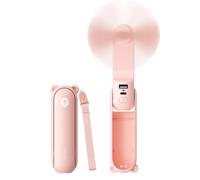 JISULIFE Handheld Mini Fan, 3 IN 1 USB Rechargeable Portable Fan [12-19 Working Hours] with Power Bank, Flashlight, Pocket Design for Travel/Summer/Concerts/Lash, Gifts for Women (Pink)