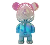 Handheld Mini Fan, Portable Personal Bear Fan USB Rechargeable Battery Powered Desk Fan with 3 Speeds Adjustable for Home, Outdoor, Office, Travel, Summer, Kids Girls (Pink-blue)