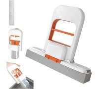Handheld Mini Mop Set - Compact Cleaner for Floors, Cars & Tight Spaces | Reusable Microfibre Pads | Quick Spill & Dust Wipe | Portable Home & Travel Kit (White Orange，1Pcs)