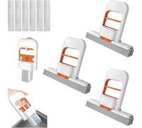 Handheld Mini Mop Set - Compact Cleaner for Floors, Cars & Tight Spaces | Reusable Microfibre Pads | Quick Spill & Dust Wipe | Portable Home & Travel Kit (White Orange，3Pcs)