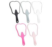 Handheld Mirror|5PCS Tooth Mirror 6.3x3.4'' High Definition Tooth Shaped Handheld with Extended Handle Anti-Fall Small for Makeup Touch-Ups and Travel
