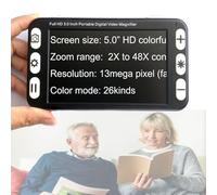 Handheld Mobile Portable Video Digital Magnifier 5.0-inch Electronic Reading Aid with Multiple Color Modes, with 13MP Near Far Dual Lens for Visually Impaired