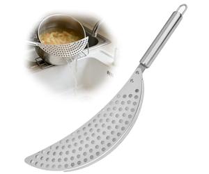 Handheld Pasta Strainer with Handle, Stainless Steel Pan Drainer, Saucepan Pot Drainer for Pasta Spaghetti Fry Noodles Kitchen Pots Pans(36×6.5cm)