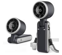 Handheld Portable Fan, 5-Speed Adjustable,3600 mAh,USB Rechargeable,7-Blade High-Speed Cooling, LED Display, 3-in-1 Foldable Desktop & Handheld & Neck,for Outdoor/Travelling/Home/Office (GRAY)