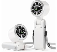 Handheld Portable Fan, 5-Speed Adjustable,3600 mAh,USB Rechargeable,7-Blade High-Speed Cooling, LED Display, 3-in-1 Foldable Desktop & Handheld & Neck,for Outdoor/Travelling/Home/Office (WHITE)