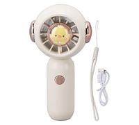 Handheld Portable Fan USB Charging Mini Hand Fan Animal Cartoon Pattern Low Noise Adjustable Hand Fan for Outdoor Travel Camping Office Home ABS Material Lightweight 3 Speeds (White)