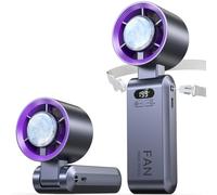 Handheld Portable Fan with Ice Cooler,Speed (1-199) 5500mAh Rechargeable Personal Fan,[20H Cooling Time] Super Mini Yet Powerful [20000 RPM] Small Pocket Fans (Grey Purple)