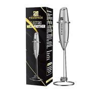 Handheld portable milk frother durable double whisk electric coffee machine, battery operated stainless steel milk mixer with stand, instant foam maker for latte, cappuccino, hot chocolate, Frappe