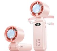 Handheld Portable Turbo Fan with Ice Cooler, Speed (1-199) 5500mAh Rechargeable Personal Fan,[20H Cooling Time] Mini Yet Powerful [20000 RPM] Small Pocket Fans for Travel/Outdoor/Home/Office, Pink