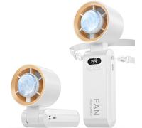 Handheld Portable Turbo Fan with Ice Cooler, Speed (1-199) 5500mAh Rechargeable Personal Fan,[20H Cooling Time] Mini Yet Powerful [20000 RPM] Small Pocket Fans for Travel/Outdoor/Home/Office, White