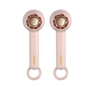 GEEPAS Rechargeable Fan - Pack of 2 | Mini Portable USB Fan for Travel Camping Office Outdoor Women Men | Handheld 1200mAh 2 Speeds, 4Hr Run Time | Ultra Quiet 125gm Lightweight Design | Pink