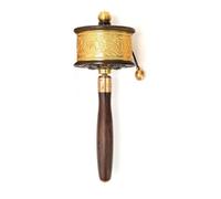 Handheld Prayer Wheel, Buddhist Prayer Wheel, Alloy Tibetan Buddhism Six Words MantraHand Cranking Buddhist Prayer Wheel(Gold)