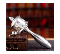 Handheld Prayer Wheel, Buddhist Prayer Wheel, Exquisite Tibetan Prayer Wheel, Buddhist Devotee Friendsfor Peace Decoration(Silver)