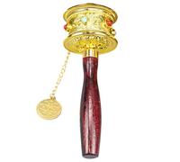 Handheld Prayer Wheel - Small Alloy Wheel, Wooden Handle Scripture Roller, Golden Mantra Prayer Tool | Spiritual Meditation Tibetan Prayers Wheels for Blessing Relaxing Ritual Practice