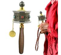 Handheld Prayer Wheel - Wooden Rotating Cylinder, Engraved Mantra Designs, Lightweight Construction, Smooth Rotation with Easy Handle | Ideal for Spiritual Practice Meditation Mindful