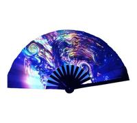 Handheld Rave Fan 33cm Fabric Japanese Folding Fan Folding Large Folded Hand Fan Clapping Fan Fans with Lights Rainbow Folding Fan Festival(no.7)