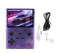 Handheld Retro Game Console for Linux System, Portable Gaming Device with 3.5 Inch IPS Screen, HD Multimedia Interface Output, Supports Multiplayer and TV Play, Built in 2000mAh (Transparent Purple)