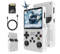 Handheld Retro Gaming Device for Kids and Adults, 3.5-inch IPS Screen, 128GB Storage, and Compatibility with Multiple Emulators, Offering Over 20,000/40,000 Games - R36S Portable Console (white)