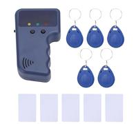 Handheld RFID Reader Writer Copier Duplicator, 125KHz, Portable ID Card Reader for Access Control & Parking, Includes 5 Keyfobs & 5 Cards, Blue