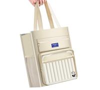 Handheld School Bag 8 Compartments File Document Storage Bag for Student Teacher Officer Side Net Pockets