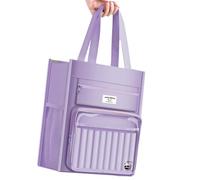 Handheld School Bag 8 Compartments File Document Storage Bag for Student Teacher Officer Side Net Pockets