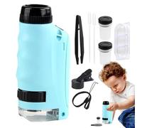 Handheld Science Microscope - 250 X Portable Zoom Scope, Led Light Pocket Toy | Outdoor Exploration Discovery Equipment, Compact Stem Observation Microscope Design for Kids Nature Learning Travel