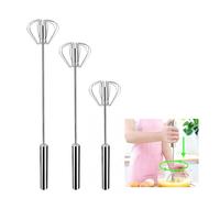 Handheld Semi Automatic Whisk Stainless Steel Rotating Egg Beater for Cooking, Manual Push Mixer for Eggs, Milk and Kitchen Baking (12in)