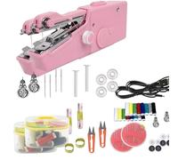 Handheld Sewing Machine Mini Portable Electric Cordless Stitching Tool, Small Hand Held Mending Device for Beginners, Compact Sew Kit with Complete Accessories for Quick Fabric(White,2PC)