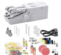 Handheld Sewing Machine Mini Portable Electric Cordless Stitching Tool, Small Hand Held Mending Device for Beginners, Compact Sew Kit with Complete Accessories for Quick Fabric(Pink,2PC)