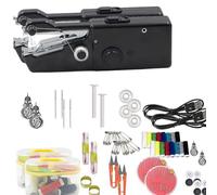 Handheld Sewing Machine Mini Portable Electric Cordless Stitching Tool, Small Hand Held Mending Device for Beginners, Compact Sew Kit with Complete Accessories for Quick Fabric(Black,2PC)
