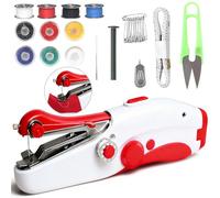 Handheld Sewing Machine,Mini Portable Electric Sewing Machine,Electric Hand Stitching Machine for Beginners Adult,Fast Stitch Suitable for Clothes, Fabrics, DIY Home Travel (Red)