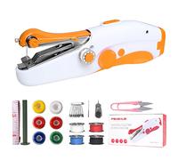 Handheld Sewing Machine, Mini Portable Electric Sewing Machine for Beginners Adult, Fast Stitch Suitable for Clothes, Fabrics, DIY Home Travel (Orange)