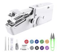 Handheld Sewing Machine, Portable Sewing Machine with Sewing Accessories, Mini Sewing Tool for Beginners, Hand Held Stitcher for DIY Clothing Curtains Crafts (White)