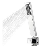 Handheld Shower Head All Metal High Pressure Showerhead Square Hand Shower Chrome Stainless Steel Handheld Sprayer Self Cleaning Silicone Nozzle Showers Head for Home Bathroom