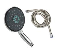 Handheld Shower Head Chrome Plastic 25.5cm 15cm 1.5m Hose Dual Spray EasyClean