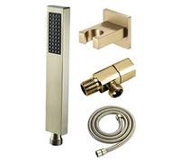 Handheld Shower Head, High Pressure Single Function Hand Held Shower with 59 Inch Stainless Hose, Shower Holder and Angle Valve,Brushed Gold (Brushed Gold)