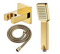 Handheld Shower Head Set,ABS Hand Held Showerhead Rainfall Showerhead Massage Spa Showerhead Square Hand Shower Head with Shower Hose,Shower Holder(Rose Gold a
