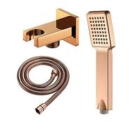 Handheld Shower Head Set,ABS Hand Held Showerhead Rainfall Showerhead Massage Spa Showerhead Square Hand Shower Head with Shower Hose,Shower Holder(Rose Gold a