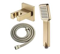 Handheld Shower Head Set,ABS Hand Held Showerhead Rainfall Showerhead Massage Spa Showerhead Square Hand Shower Head with Shower Hose,Shower Holder(Rose Gold a