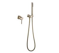 Handheld Shower Head Set,Brass Single Handle Hand Held,Showerhead Rainfall Showerhead Massage Spa Showerhead Round Hand Shower Head with Silicone Nozzle,Shower Hose(Brushed Gold