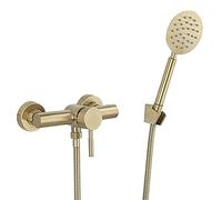 Handheld Shower Head Set Hot and Cold Water Hand Held Showerhead Rainfall Showerhead Massage Spa Showerhead Round Brushed Gold Hand Shower Head with Shower Hose