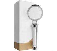Handheld Shower Head with Clear Chrome Ring, Modern Bathroom Spray | Sleek handheld shower with transparent chrome ring, lightweight and easy to grip for everyday rinsing.