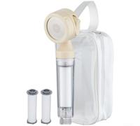 Handheld Shower Head with Filter for Portable Travel Use, 3 Spray Modes, ABS Material, Compatible with Standard 4-Inch Fixtures, White/Purple/Beige(F)