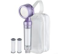 Handheld Shower Head with Filter for Portable Travel Use, 3 Spray Modes, ABS Material, Compatible with Standard 4-Inch Fixtures, White/Purple/Beige(E)