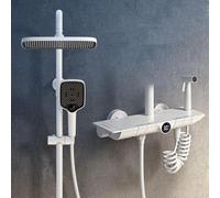 Handheld showerThermostatic Shower System 4 Piano Keys Shower Faucet Set 30x21cm Square with Waterfall Bathtub Faucet LED Digital Display Hydro Power Booster Spray Gun Height Adjustable