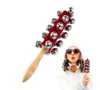 Handheld Sleigh Bells - 26.5cm Wooden Instrument Shaker, Percussion Rattles, Musical Toy for Parent-Child Interaction | Classroom Music Learning Sleighs Bell Boys Girls Kids