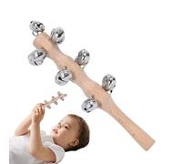 Handheld Sleigh Bells - Percussion Rattle Musical Shaker Toy - Jingle Bells Stick with Wooden Handle for Dancing Concerts Stage Performance Birthday