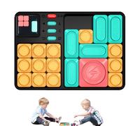 Handheld Slide Puzzle Games - Super Maze Games, Magnetic Sliding Puzzles | 18*13*2.5cm Brain Puzzle Game Slide Games with Chessboard, Big Square, Long Square*5, Small Square*13, Digital Sticker*13